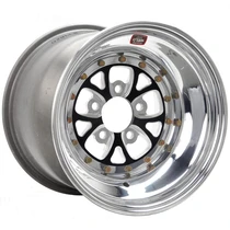 WELD Racing V-Series 15x10 Black Center - Polished Shell Non-Beadlock Drag Wheel - 84B-510282