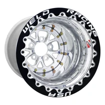 WELD Racing V-Series 15x10 Polished Center - Polished Shell Black Single Beadlock MT Drag Wheel - 84P510282F
