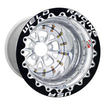 WELD Racing V-Series 15x10 Polished Center - Polished Shell Double Beadlock MT Drag Wheel - 84P-510210MB