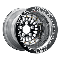 WELD Racing RPM 15x8 Black Center - Polished Shell Black Single Beadlock MT Drag Wheel - 85B508278F