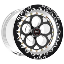WELD Racing Magnum III 15x8 Black Center - Polished Shell Black Single Beadlock MT Drag Wheel - 792B58210F