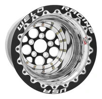 Weld Magnum 15x12 / 5x4.75 / 3 BS / 3.18 HB - Black Center - Polished Shell - Black SBL MT Wheel
