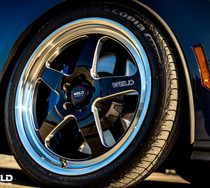 WELD Ventura 5 Drag Gloss Black Wheel with Milled Spokes 20x5 | 5x114.3 BC (5x4.5) | -38 Offset | 1.50 Backspacing - S1550C067N38 for 2020, 2021, 2022 Shelby GT500 Mustang and 2015, 2016, 2017, 2018, 2019, 2020 Ford Mustang Shelby GT350, 2024+ Dark Horse Mustang, Mustang GT 2024+, Mustang EcoBoost 2024+