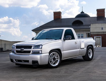 WELD Laguna 6 Drag Gloss Black Wheel with Milled Spokes 20x7 | 6x139.7 BC (6x5.5) | +13 Offset | 4.50 Backspacing - S15307084P13 for 1999, 2000, 2001, 2002, 2003, 2004, 2005, 2006, 2007, 2008, 2009, 2010, 2011, 2012, 2013, 2014, 2015, 2016, 2017, 2018, 2019, 2020, 2021 Chevrolet Silverado 1500, GMC Sierra 1500.