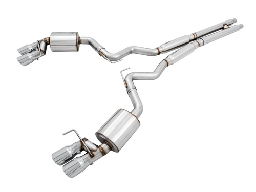 AWE Tuning 2018-2023 Ford Mustang GT (S550) Cat-Back Exhaust - Touring Edition (Quad Chrome Silver Tips)