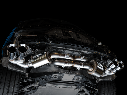 AWE Tuning 2020-2025 Chevrolet Corvette Stingray / E-Ray (C8) Touring Edition Exhaust - Quad Chrome Silver Tips - 3015-42151