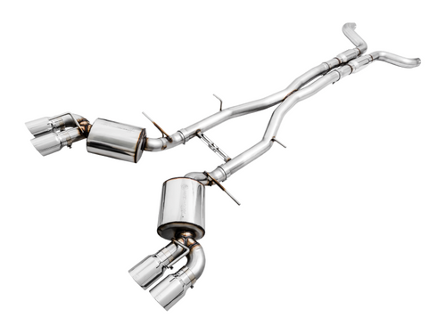 AWE Tuning 2016-2024 Chevrolet Camaro 6.2L SS | ZL1 | LT1 Resonated Cat-Back Exhaust -Touring Edition (Quad Chrome Silver Tips)