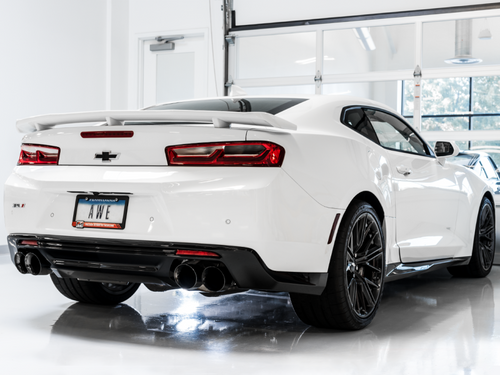 AWE Tuning 2016-2024 Chevrolet Camaro 6.2L SS | ZL1 | LT1 Non-Resonated Cat-Back Exhaust -Touring Edition (Quad Diamond Black Tips)