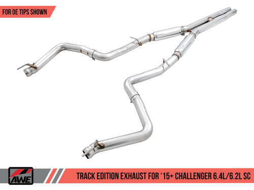 AWE Tuning 2015-2023 Dodge Challenger 6.4L SRT / Hellcat 6.2L Supercharged Track Edition Exhaust - Use Stock Tips