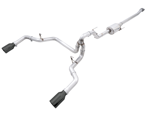 AWE 0FG 2021-2024 Ford F150 3.5L | 2.7L Dual Split Rear Cat-Back Exhaust- 5in Diamond Black Tips