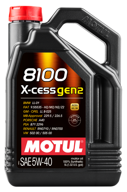 Motul 5L Synthetic Engine Oil 8100 5W40 X-CESS Gen 2 - Case of 4