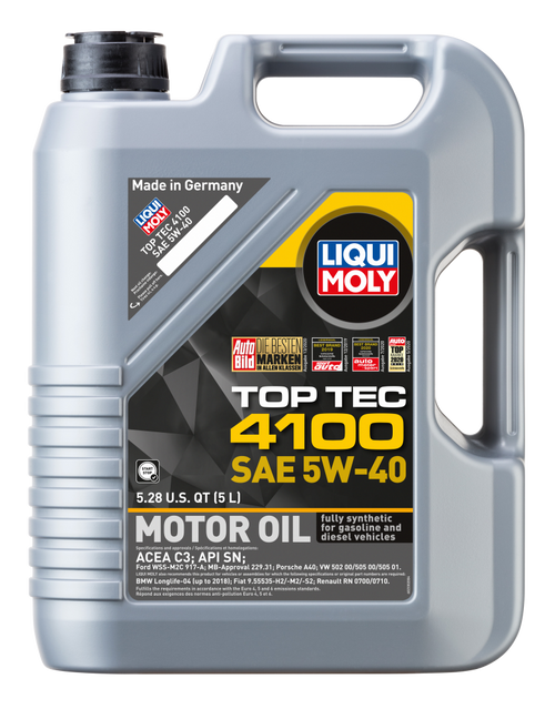 LIQUI MOLY 5L Top Tec 4100 Motor Oil 5W40 - Case of 4