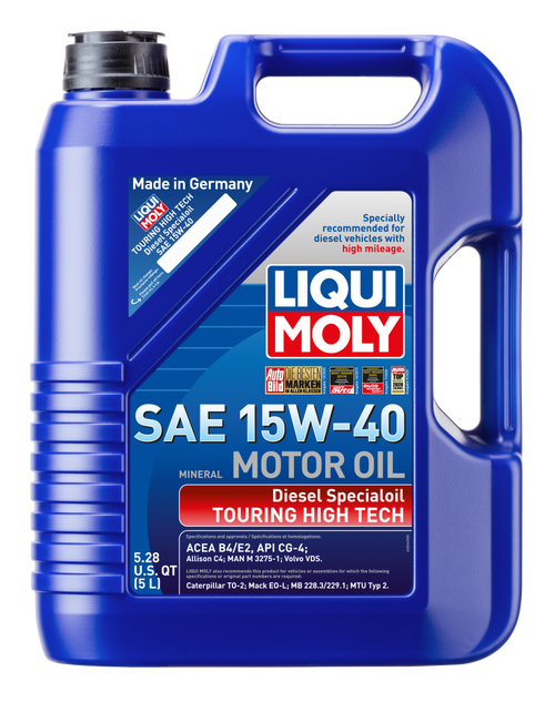 LIQUI MOLY 5L Touring High Tech Diesel Special Motor Oil 15W40 - Case of 4