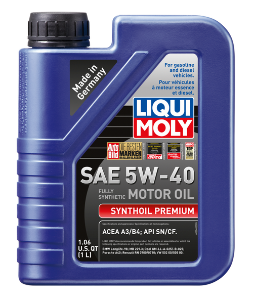 LIQUI MOLY 1L Synthoil Premium Motor Oil SAE 5W40 - Case of 12