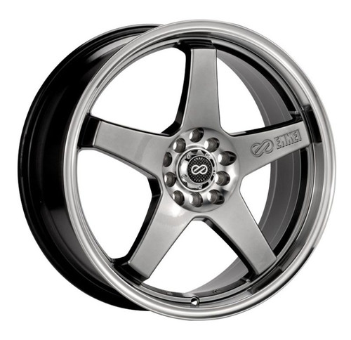 Enkei EV5 17x7 5x100/114.3 38mm Offset 72.6 Bolt Diameter Hyper Black w/ Machined Lip Racing Wheel - 446-770-0238HB