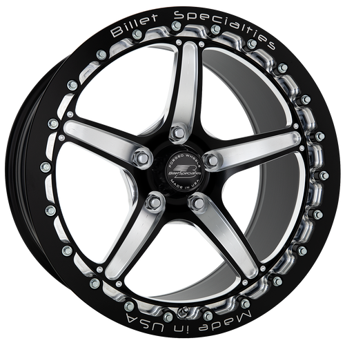 Billet Specialties Street Lite 17x10 | 5x4.75BC | 6.95in BS Single BeadLock Black Drag Wheel | C6 / C7 Grand Sport Z06 Corvette - BDPS3710BV6169