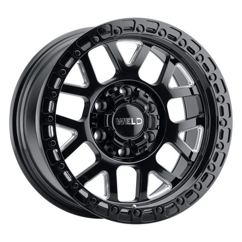 WELD Cinch W105 Gloss Black Wheel / Milled Inner Spokes / Gloss Black Lip | 20x9 | F-150 / Raptor (GEN1, GEN2, GEN3) | 6x135 BC | +0 Offset | 5.01 Backspacing - W10509098501 for 2010-2014 Ford Raptor SVT, 2017-2025 Raptor EcoBoost, 2023-2025 Ford Raptor R, 2009-2025 Ford F-150, 2010-2025 Ford Expedition