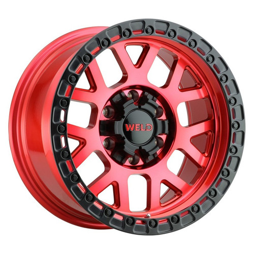 WELD Cinch W133 Candy Red Wheel / Satin Black Lip | 17x9 | F-150 / Raptor (GEN1, GEN2, GEN3) | 6x135 BC | -12 Offset | 4.50 Backspacing - W13379098450 for 2010-2014 Ford Raptor SVT, 2017-2026 Raptor EcoBoost, 2023-2026 Ford Raptor R, 2009-2026 Ford F-150, 2010-2026 Ford Expedition