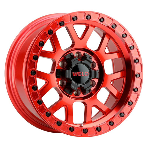 WELD Cinch Beadlock W905 Candy Red Wheel / Milled Inner Spokes / Candy Red Beadlock Ring | 17x9 | F-150 / Raptor (GEN1, GEN2, GEN3) | 6x135 BC | -12 Offset | 4.50 Backspacing - W90579098450 for 2010-2014 Ford Raptor SVT, 2017-2026 Raptor EcoBoost, 2023-2026 Ford Raptor R, 2009-2026 Ford F-150, 2010-2026 Ford Expedition