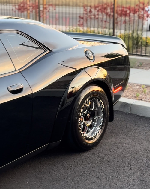 WELD Solana Beadlock Drag Gloss Black Wheel with Milled Spokes 17x11 | 5x115 BC | 0 Offset | 6.00 Backspacing - S91071171P00 for Challenger Demon 2018, Demon 170 2023, Challenger Hellcat Widebody SCAT Pack / R/T 2018-2023, Challenger Hellcat Redeye Widebody 2019-2023, Dodge Charger Widebody Hellcat / Redeye / SCAT / R/T 2020-2023