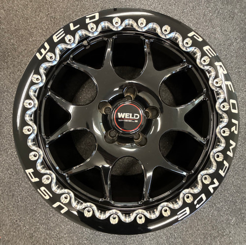 WELD Solana Beadlock Drag Full Gloss Black Wheel 18x10 | 5x114.3 BC (5x4.5) | +0 Offset | 5.50 Backspacing - S91180067P00 for 2009, 2010, 2011, 2012, 2013, 2014, 2015, 2016, 2017, 2018, 2019, 2020, 2021, 2022, 2023, 2024 Nissan GT-R R35 Skyline