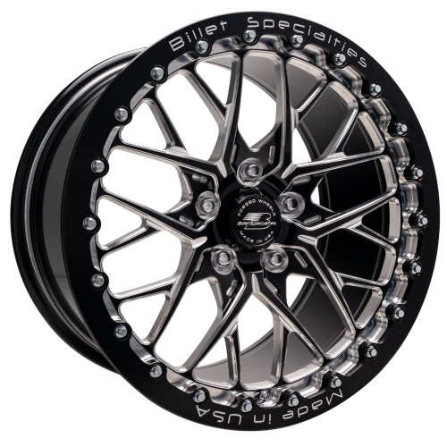 Billet Specialties Redline 15x10 | 5x115 BC | 6.5in BS Black Single BeadLock - Black Center Drag Wheel / Polished Outer Rim | Narrow Hellcat / R/T / SCAT Pack (15" Brake Kit Required) - BRSB0751FG9065 for Challenger 2009-2023, Charger 2006-2010, Charger 2012-2023, Chrysler 300 2012-2023, Magnum 2005-2009, Hellcat Narrowbody 2015-2023