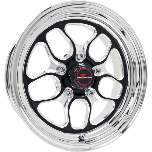 Billet Specialties Win Lite 2-Piece 15x4 | 5x4.5 BC | 2.25in BS Non-BeadLock Black Center / Polished Lip Drag Wheel - BRS22540F6522