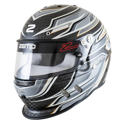 ZAMP RZ-67D Full Face Helmet Carbon Fiber with Fluorescent Finish Gray product photo