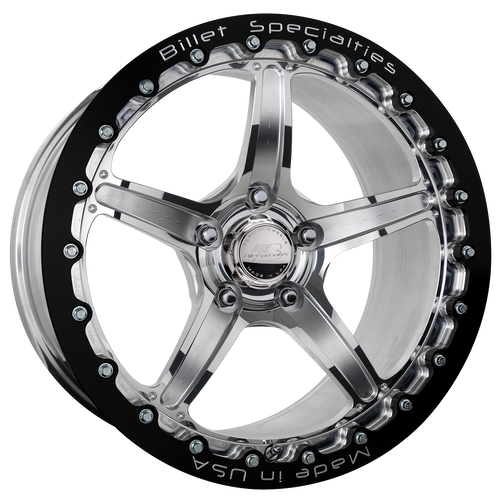 Billet Specialties Street Lite 2-Piece 17x10 | 5x4.5BC | 7.5in BS Single BeadLock Polished Drag Wheel | S197 / S550 Mustang - RSB2371FR6575