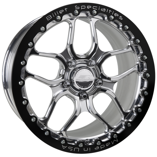 Billet Specialties Win Lite 2-Piece 17x10 | 5x4.5BC | 7.5in BS Single BeadLock Polished Drag Wheel | S197 / S550 / S650 Mustang - RSB2271FR6575