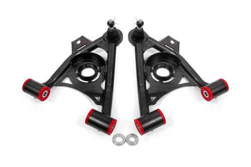 BMR 79-93 Fox Mustang Non-Adj Lower A-Arms Standard Ball Joint Spring Pocket - Black Hammertone - bmrAA034H