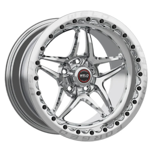 Weld Racing RT-S S81 Drag Wheel 18X10 Polished Wheel High Pad 5X4.5 | 7.1 Backspace - Polished Single Beadlock MT - 81HP8100A71G for Ford Mustang GT / EcoBoost / V6 2015-2023, Mustang GT 2024-2025, Mustang EcoBoost 2024-2025, Mustang Darkhorse 2024-2025
