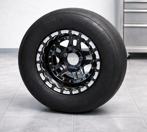 Bogart Racing D10 3-Piece Competition Gloss Black Beadlock Wheel | Wide Mopar | 17x11 | 5x115 | 6.125 in. BS - BRWSBD101711511516GB for Challenger Wide Body 2018-2023, Charger Wide Body 2018-2023, Charger & Challenger Hellcat Wide Body 2015-2023