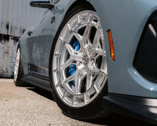 Shop Vossen HFX-1 20x9.5 / 5x114.3 / ET25 / Deep / 73.1 / Silver Polished Wheel - HFX1-0N08 on a S650 Mustang RTR (Front Wheels) at DragRacingWheels.com. Performance focused design, lightweight construction, and professional order review before shipment.