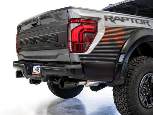 Buy the AWE SwitchPath Exhaust for 2023-2026 Ford F-150 Raptor R 5.2L Supercharged. Active valve control, 50-state compliant, +5hp gains, Diamond Black 5” tips.