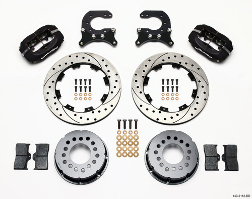 Wilwood Forged Dynalite P/S Rear Kit | Chevy 12-Bolt with C-Clips | Drilled | 140-2112-BD