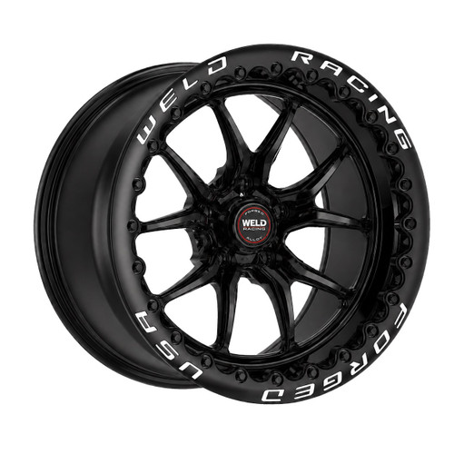 Weld Racing RT-S S85 18x11 / 5x120mm BP / 7.6in. BS / +41 Offset Full Gloss Black Drag Wheel (High Pad) - Black Single Beadlock - 85HB8110N76FB