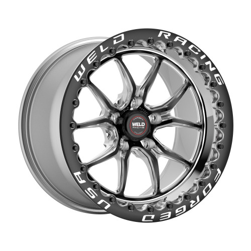 Weld Racing RT-S S85 15x10.33 / 5x4.75mm BP / 7.5in. BS Gloss Black Milled Drag Wheel (Medium Pad) - Black Single Beadlock MT #85MB-510B75F