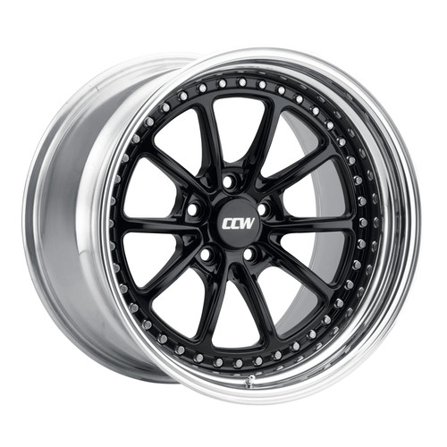 CCW CZ10 Gloss Black Wheels / Polished Lip / Contrast Cut Cap (Full Set) 18x9.5 +25 Offset  / 18x11 +19 Offset  / 5x114.3 BP / 2003-2004 Cobra SVT Mustang & Mach 1 / 2001 Bullitt / 1999-2004 Mustang GT & V6