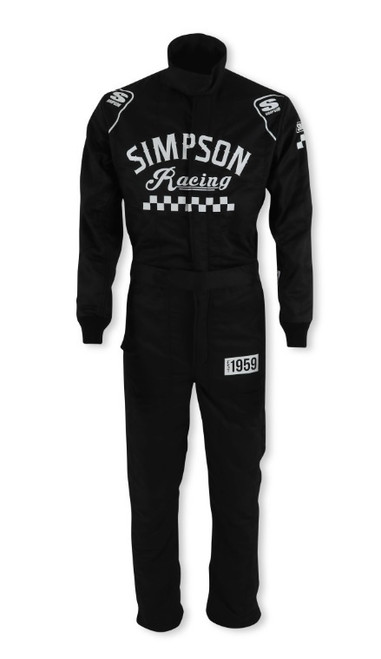Simpson Safety Checkers Classic Driving Suit - 1-Piece, SFI 3.2A/5, Nomex Double Layer Black product photo
