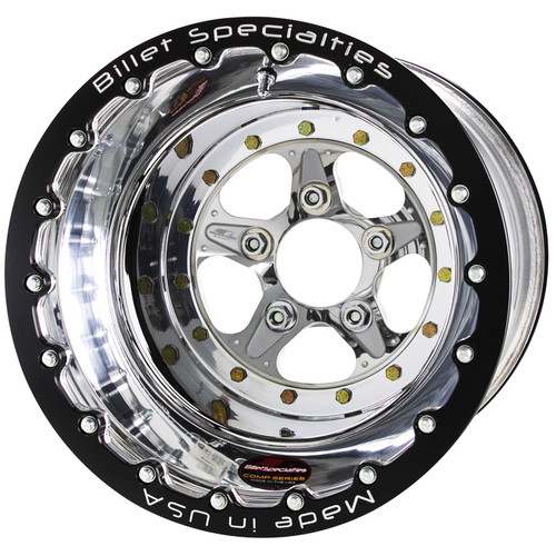 Billet Specialties Comp 5 Double Beadlock 15x10 5x4.75 BC 4.50in BS Polished Drag Wheel CDB035106145