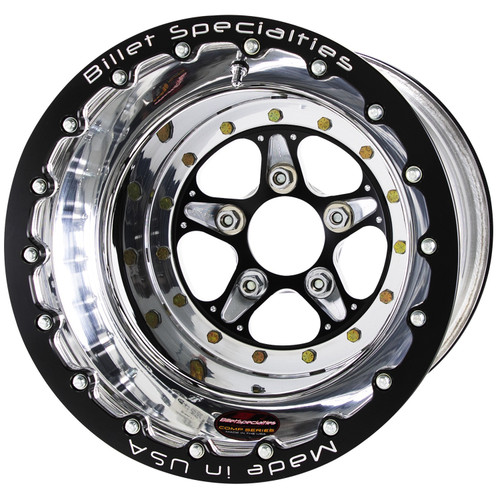 Billet Specialties Comp 5 Double Beadlock 15x12 5x5.00 BC 3.00in BS Black Anodized Drag Wheel BCD035127330