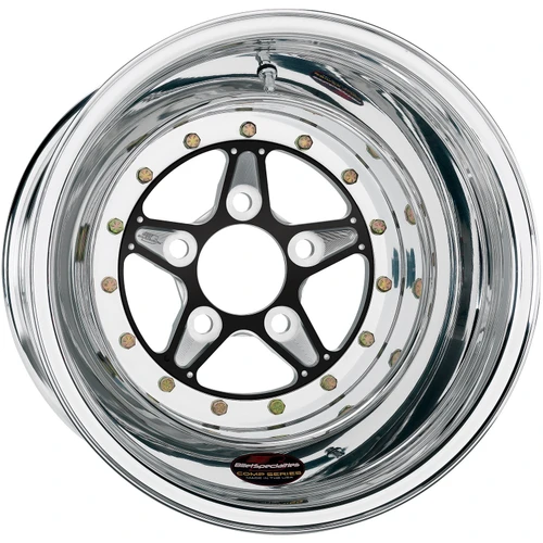 Billet Specialties Comp 5 Non-BeadLock 15x8 5x4.75 BC 4.50in BS Black Anodized Drag Wheel BCS035806145