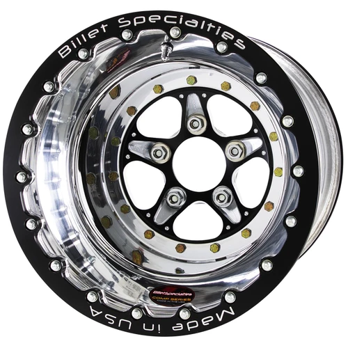 Billet Specialties Comp 5 Double Beadlock 15x16 5x4.75 BC 5.00in BS Black Anodized Drag Wheel BCD035166150