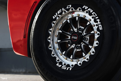 Weld Racing Vitesse 15x10 / 5x4.75 BP / 7.5in. Black Wheel - Black Single Beadlock Drag Wheel #794B510284F for Camaro 1993-2002, Corvette C5 Base 1997-2004, Corvette C6 Z06 2005-2013,  Corvette C7 Z06 2014-2019