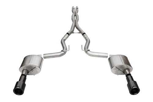 CORSA Xtreme Cat-Back | 3.0in | 2024-2026 Mustang | 4.5in Black Carbon Fiber Tips | Non-Active Exhaust Only | 21251CFBLK