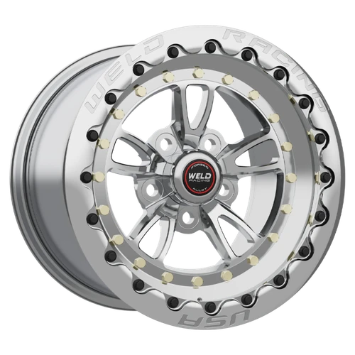 WELD Racing Full Throttle 15x10 Polished Center - Polished Shell Polished Single Beadlock MT Drag Wheel - 793P510206G