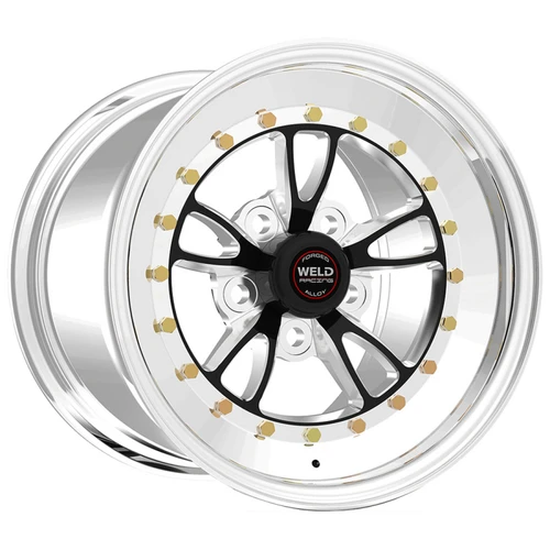 WELD Racing Full Throttle 17x10 Black Center - Polished Shell Non-Beadlock Drag Wheel - 93LB7100A80A