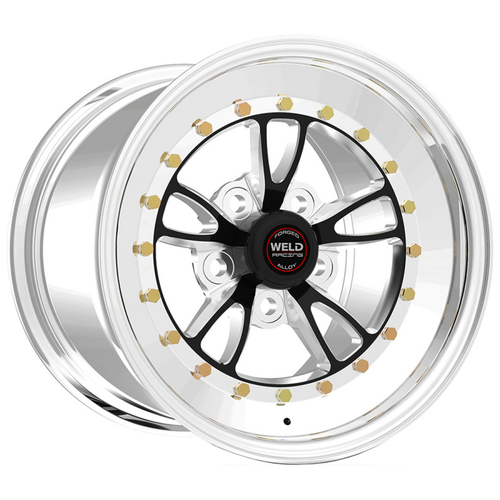 WELD Racing Full Throttle 17x8 Black Center - Polished Shell Non-Beadlock Drag Wheel - 93HB7080A52A