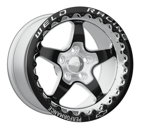 WELD Racing GM Alumastar 17x10 Gloss Black Milled Black Single Beadlock Drag Wheel - 88HB710N72SBL-GM